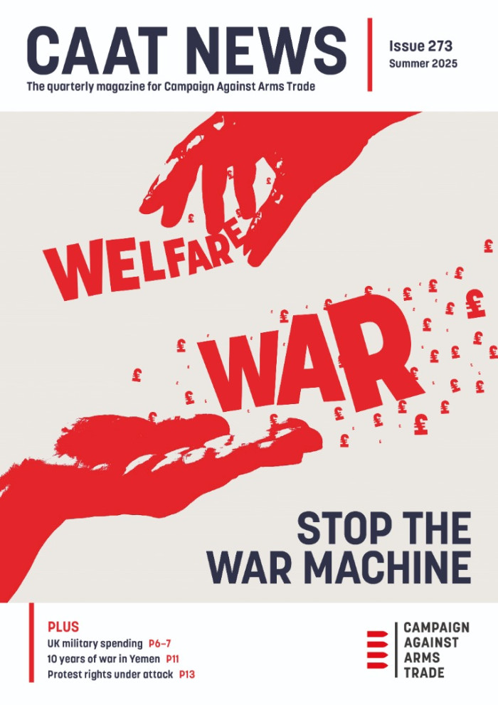 Two hands - one picking away money from welfare and giving it into the other hand of war