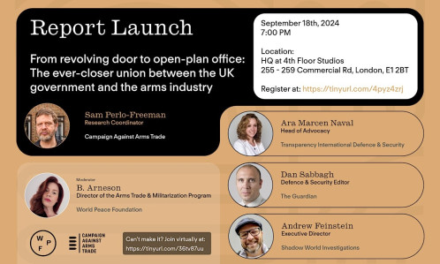 Advertisement for Sam's lecture with photos of panellists
